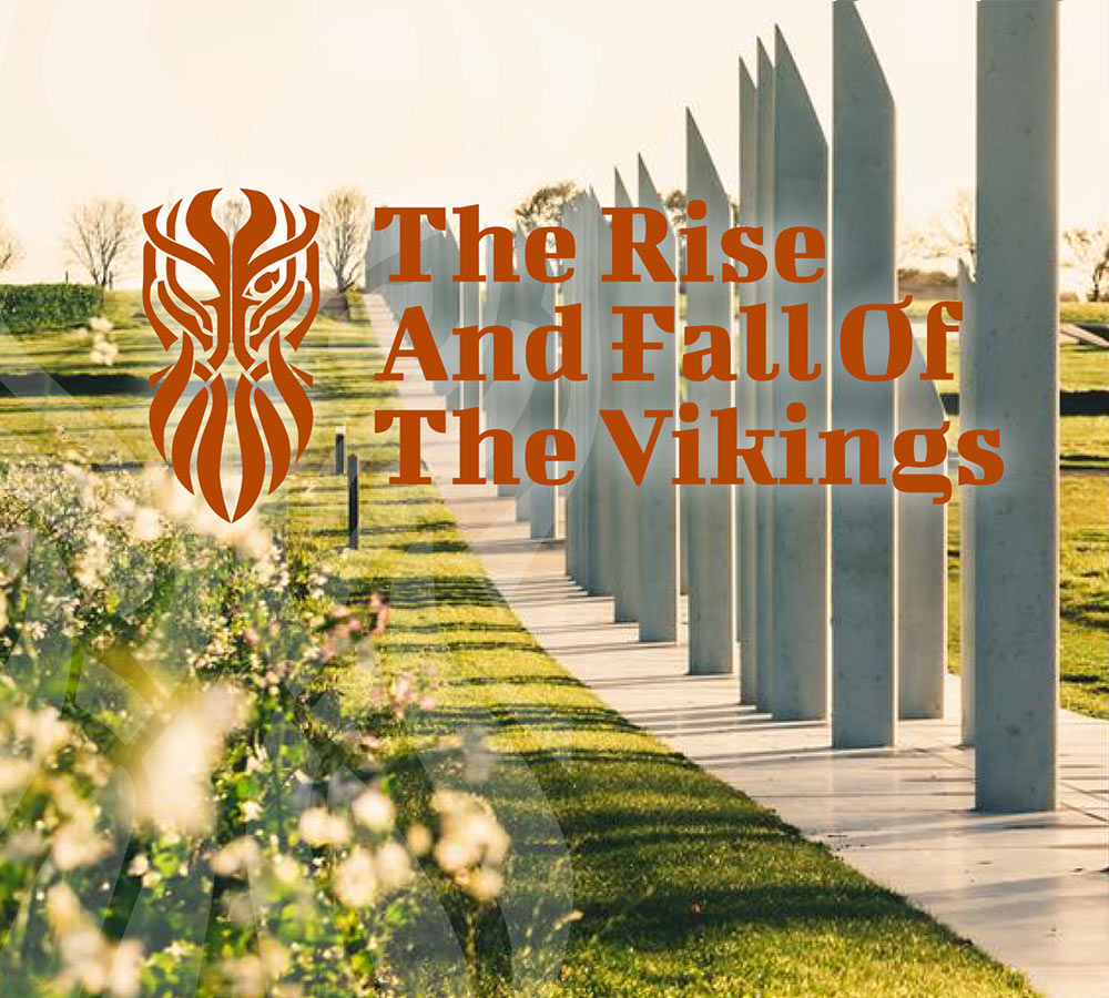 Close up photo of the white concrete pillars illustrating where the palisade went around Gorm the Old's fortress.