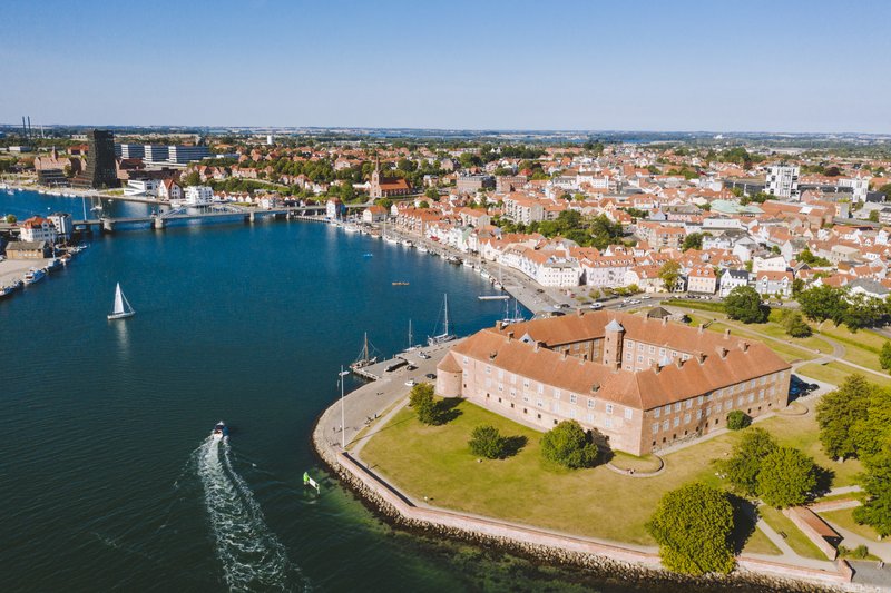 Sønderborg Slot in Zuid Jutland, Denemarken, bovenaanzicht